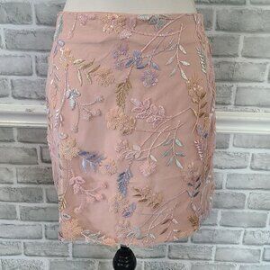 Idem Ditto Embroidered Sequined Floral Tulle Mini Skirt NEW Romantic Feminine M